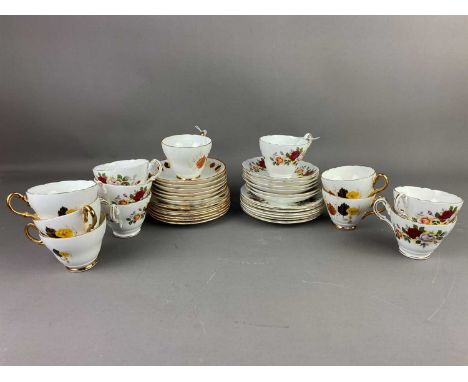 HARLEIGH TEA SERVICE,with floral and gilt decoration, comprising six trios, along with a Ranella part tea service