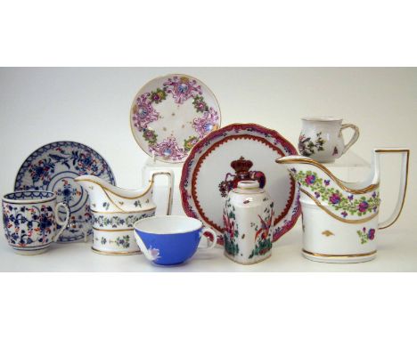 Collection of Continental porcelain, to include a Herend saucer, Ludwigsburg cup, Samson caddy, two Paris creamboats, a copy 