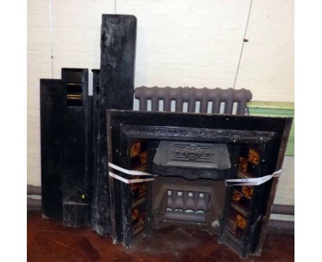 Victorian cast iron tiled fireplace with marble surround. Condition report: See terms and conditions.    