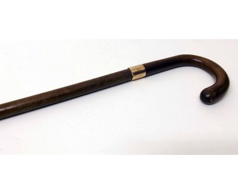 Umbrella walking stick with 18ct gold plated band. Condition report: See terms and conditions.    