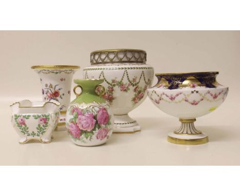 George Jones flower vase a Cauldon vase, Spode Copelands vase and two Minton vases. Condition report: See terms and condition