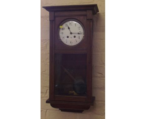 Early 20th century oak 8-day wall clock. Condition report: See terms and conditions.    
