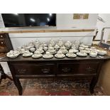 18th cent. Oak and elm serving table, two wide drawers, on four swept supports.