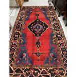 20th cent. Persian (Turkey), red ground, one central Gul, four borders all decorated with