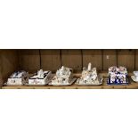 Staffordshire, five medium lustre ware cheese dishes from various makers including Woods & Sons