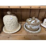 Staffordshire stilton cheese dishes, the first, Dudson Brown Stoneware 'Fern Leaf'' (A/F), and a