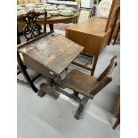 Late 19th/early 20th cent. Oak child's flip top school desk and integrated chair.