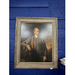 Oilograph of George Earl of Winchilica and Nottingham 1771, elaborate frame. 31ins. x 25ins. Two