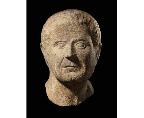 A Roman Marble Portrait Head of a ManCirca 1st Century B.C.-1st Century A.D.Height 16 inches (41 cm).Provenance:Private Colle