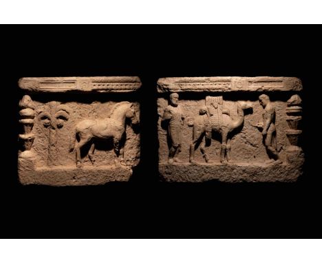 A Palmyrene Limestone ReliefCirca 3rd Century A.D.24 x 27 inches. 24 x 34 inches. Property from a Midwest Private CollectionP