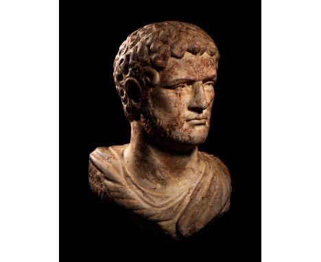 A Roman Marble Portrait HeadSeveran Period, 198-217 A.D.Height 9 5/16 inches (23.6 cm).Property from a New Jersey Private Col