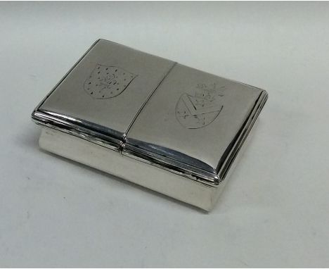 A rare double sided hinged top silver snuff box with gilt interior. Punched four times, 'WI'. Approx. 80 grams. Est. £250 - £