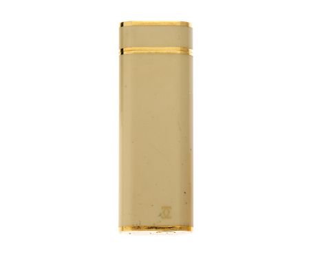 Cartier, accendino placcato oro in lacca avorio, serie numerica 42481Cartier, a gold plated avory lacquer lighter, series no.