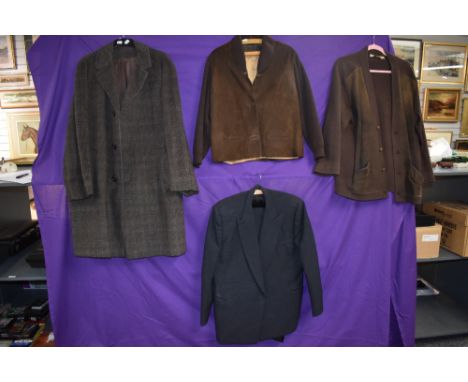 A vintage 1950s grey and black pinstripe Burton suit having button fly to trousers and single reasted jacket also included ar