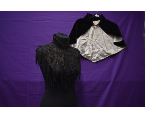 Two antique capelets including heavily beaded example with stand up collar.