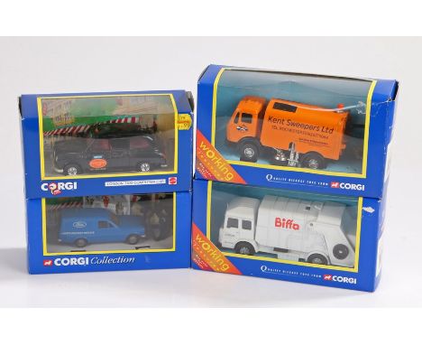 Corgi, a collection of four boxed examples, London Taxi, Biffa refuse truck, Sweeper truck and Ford Delivery Service van, (4)