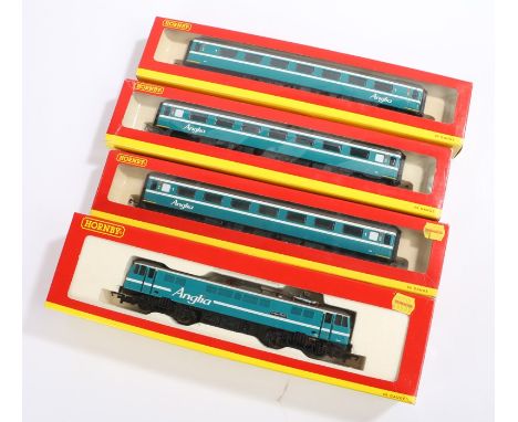 Hornby Anglia Railways models, Bo-Bo Electric Class 86 Locomotive "Crown Point" R 2160, together with three coaches, Mk2 1st 