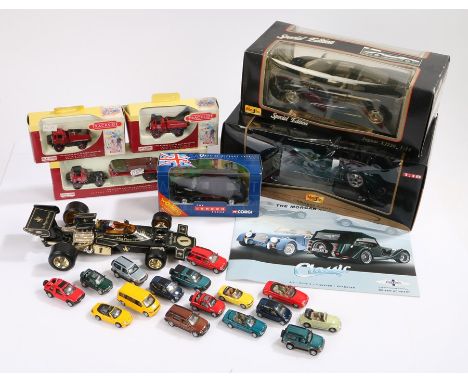 John Player Special F1 model, together with two boxed Maisto models, a Morgan Aero 8 and a Jaguar XJ220, including a collecti