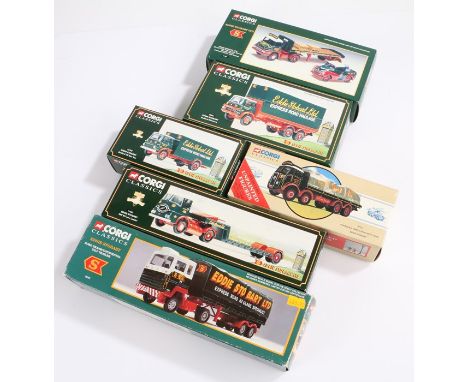 Three Corgi Eddie Stobart Ltd limited edition 1:50 scale die cast model vehicles, consisting of 22702 Bedford TK box van, 116