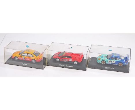 Scalextric cars, Audi A4, Tengtools Diablo, Paragon Porsche GT3 R, all boxed (3)Cars appear to be in good order