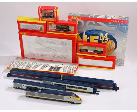 Hornby OO gauge engines and rolling stock, to include R2002A GNER 225 train, R6204 75 ton breakdown crane "ADB 141" weathered