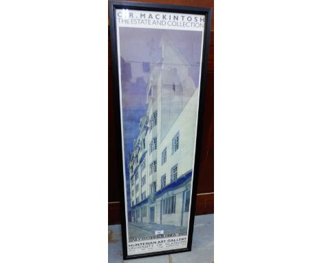 Charles Rennie Macintosh, Estate and Collection framed coloured poster, The Huntarian Art Gallery, University of Glasgow, in 