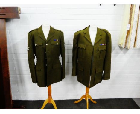Two Army uniform jackets and a pair of trousers, (3) 