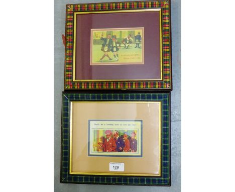 Two framed coloured prints to include a Scotch Reel and 'That'll be a farthing each you owe me boy's', each contained within 