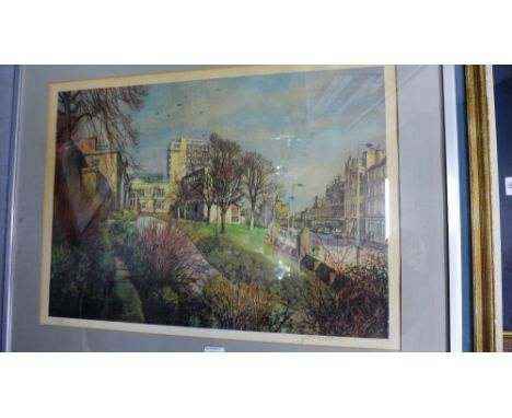 James Macintosh Patrick coloured print No.228/500, in a glazed frame, 70 x 50cm 