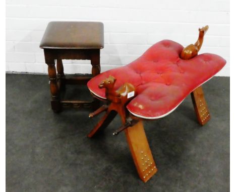 Camel stool together with an Ercol stool (2) 