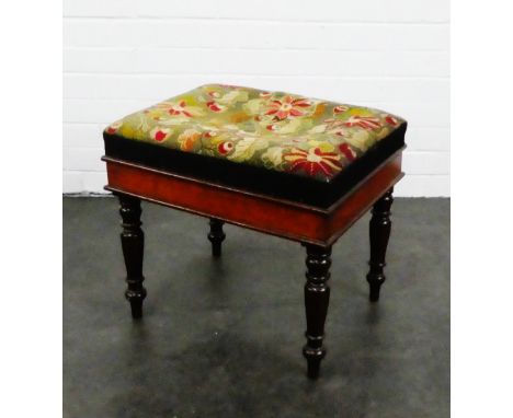 A mahogany framed commode stool with upholstered top, 46 x 50cm 