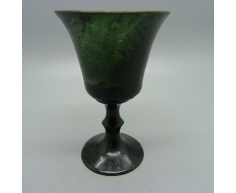 A spinach jade goblet, height 95mm 
