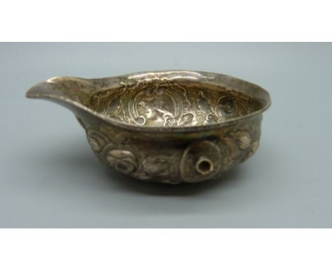 A ladle bowl inset with a George II coin dated 1743 