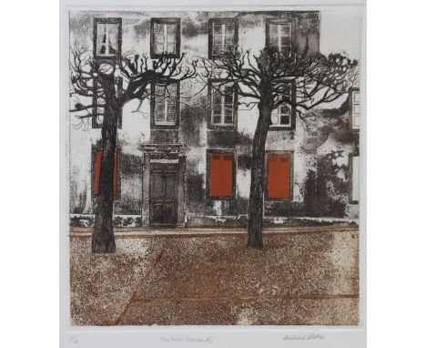 MICHAEL STOKOE (b. 1933) “Two Trees, Normandy”, coloured etching, signed, inscribed &amp; numbered 29/40 in pencil, 34cm x 32