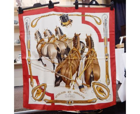 Vintage Hermes silk scarf "Attelage en Arbelete" 1972, Philippe LeDoux 