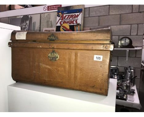 A vintage tin trunk