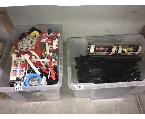 A Scalextric set in 2 boxes.
