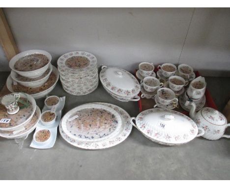 A quantity of bird feeders in assorted china bowls, tureens, teapot etc. (mainly Minton)