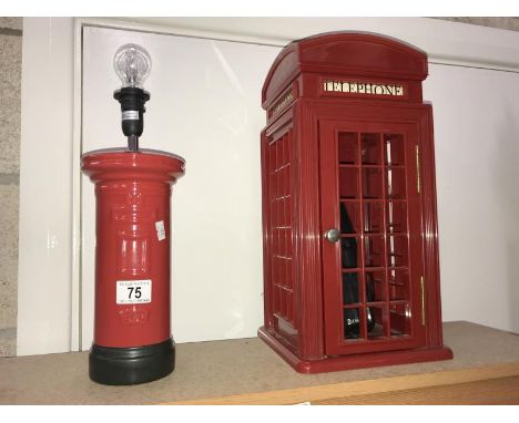 A novelty telephone box, phone &amp; letter box lamp