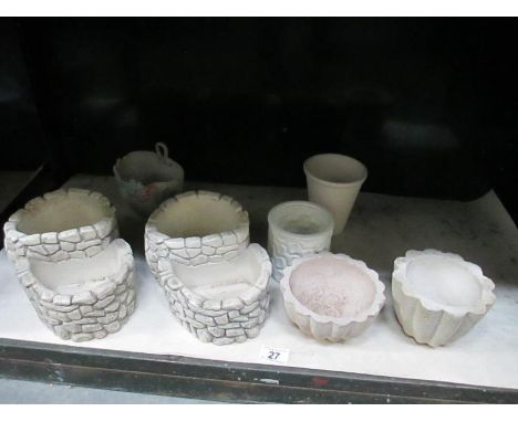 7 vintage stoneware planters