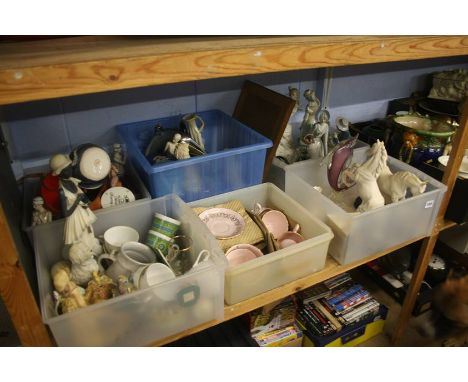 A shelf of assorted china