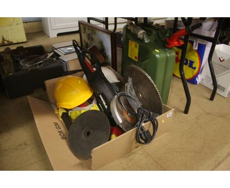 Assorted tools and a jerry can