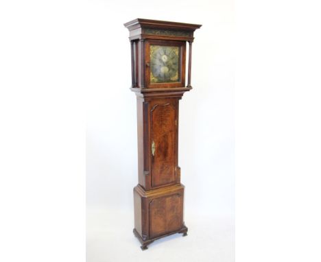 A mid 18th century oak and mahogany cross banded eight day long case clock signed Seddon of Frodsham, with a moulded flat top