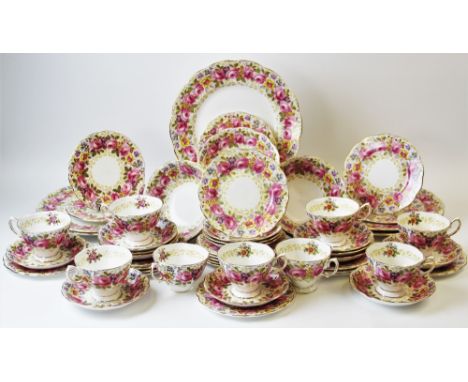 A Royal Albert 'Serena' tea and dinner service, pattern number 839329, comprising 20 tea cups, 20 saucers, 21 side plates, 12
