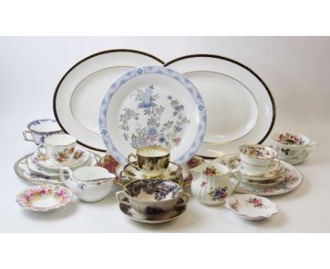 A collection of tea wares, including trios by Coalport, Hammersley and Plant Tuscan China, cups and saucers by Royal Crown De