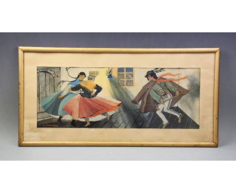 Zofia Stryjenska (1891-1976),  Two lithographic prints on paper,  Polish highlander scenes from the 'Slavic Idols' series,  P