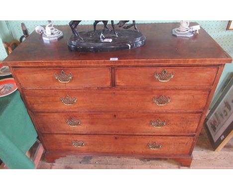 A 19th century mahogany chest of two short and three long graduated drawers on ogee bracket feet.50