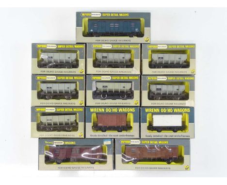 A mixed group of OO Gauge WRENN wagons to include a quantity of W4644 hopper wagons - VG in G boxes (12)