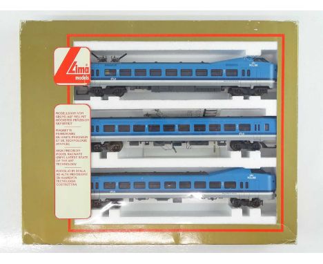 A LIMA HO Gauge Dutch outline limited edition "Koploper" 3 car EMU train pack in KLM livery - VG (pantograph damage) in G box