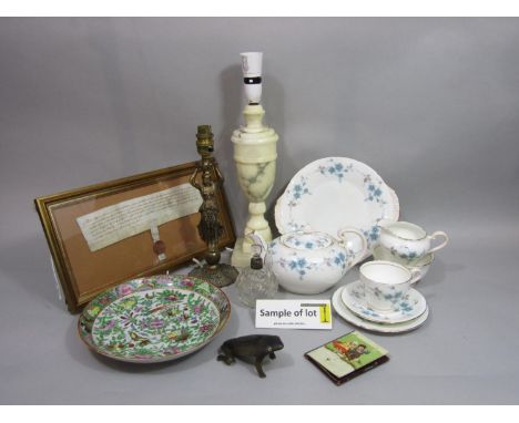 A collection of Aynsley teawares including tea pot, milk jug, sugar bowl, a pair of cake plates, eleven cups, twelve saucers 